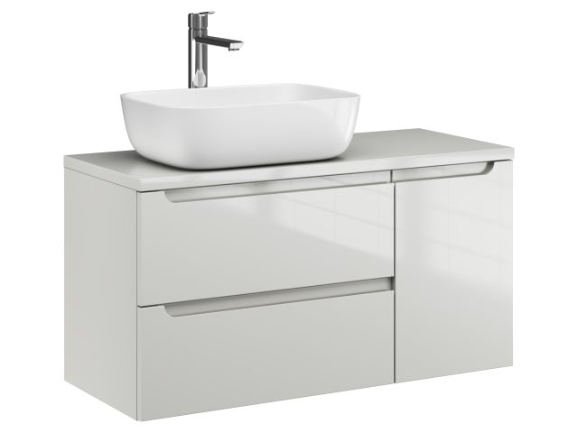 Szafka Wisząca Z Umywalką Nablatową ETH 90 cm D Lewa - Kaszmir Wysoki Połysk