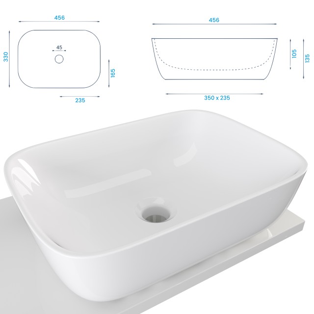 Szafka Wisząca Z Umywalką Nablatową ETH 90 cm D Lewa - Kaszmir Wysoki Połysk