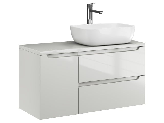 Szafka Wisząca Z Umywalką Nablatową ETH 90 cm D Prawa - Kaszmir Wysoki Połysk