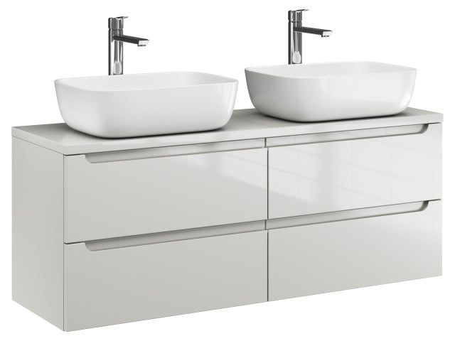 Szafka Wisząca Z Umywalką Nablatową ETH 120 cm DUO - Kaszmir Wysoki Połysk Szafka Wisząca Z Umywalką Nablatową ETH 120 cm DUO - Kaszmir Wysoki Połysk