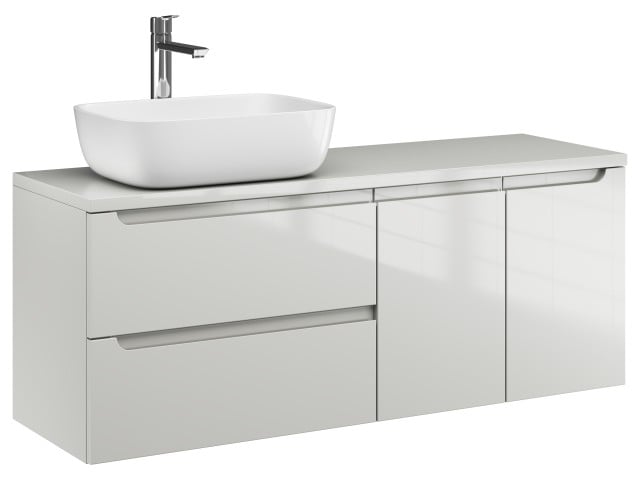 Szafka Wisząca Z Umywalką Nablatową ETH 120 cm SD Lewa - Kaszmir Wysoki Połysk Szafka Wisząca Z Umywalką Nablatową ETH 120 cm SD Lewa - Kaszmir Wysoki Połysk