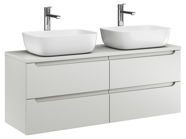 Szafka Wisząca Z Umywalką Nablatową ETH 120 cm DUO - Kaszmir Mat