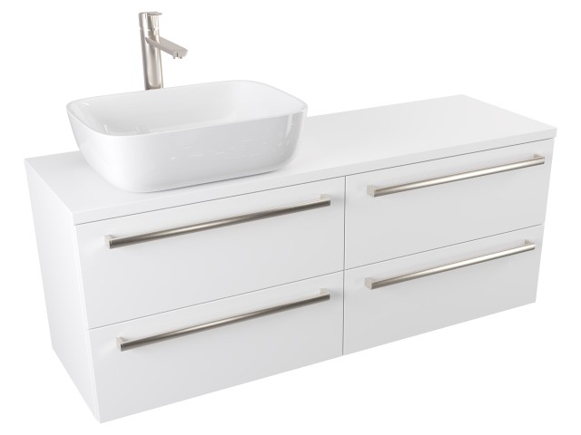 Szafka Wisząca Z Umywalką Nablatową ATH 120 cm S Lewa - Biały Mat - Uchwyty Stal Szczotkowana Szafka Wisząca Z Umywalką Nablatową ATH 120 cm S Lewa - Biały Mat - Uchwyty Stal Szczotkowana