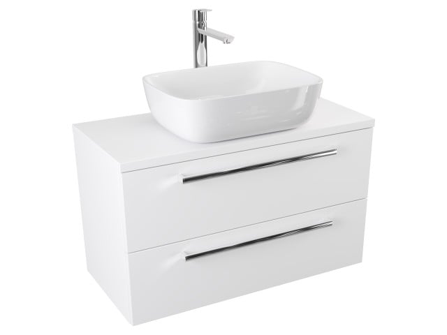 Szafka Wisząca Z Umywalką Nablatową ATH 80 cm - Biały Mat - Uchwyty Chromowane Szafka Wisząca Z Umywalką Nablatową ATH 80 cm - Biały Mat - Uchwyty Chromowane