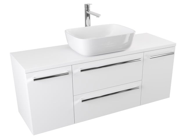 Szafka Wisząca Z Umywalką Nablatową ATH 120 cm D - Biały Mat - Uchwyty Chromowane Szafka Wisząca Z Umywalką Nablatową ATH 120 cm D - Biały Mat - Uchwyty Chromowane