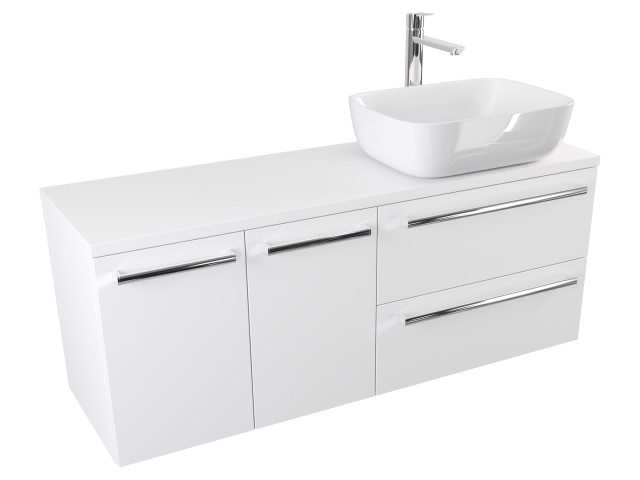 Szafka Wisząca Z Umywalką Nablatową ATH 120 cm DS Prawa - Biały Mat - Uchwyty Chromowane Szafka Wisząca Z Umywalką Nablatową ATH 120 cm DS Prawa - Biały Mat - Uchwyty Chromowane