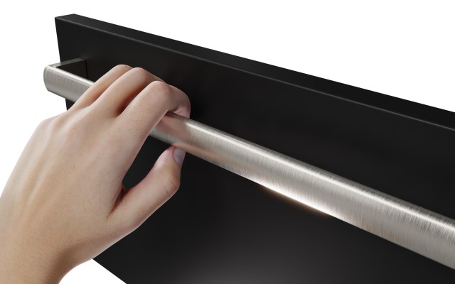 Szafka Wisząca Z Umywalką Nablatową ATH 120 cm DS Prawa - Czarny Mat - Uchwyty Stal Szczotkowana