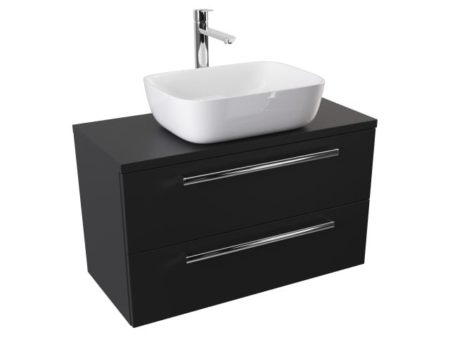 Szafka Wisząca Z Umywalką Nablatową ATH 80 cm - Czarny Mat - Uchwyty Chromowane Szafka Wisząca Z Umywalką Nablatową ATH 80 cm - Czarny Mat - Uchwyty Chromowane
