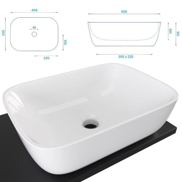 Szafka Wisząca Z Umywalką Nablatową ATH 120 cm D - Czarny Mat - Uchwyty Chromowane