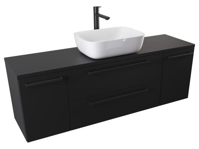 Szafka Wisząca Z Umywalką Nablatową ATH 140 cm D - Czarny Mat - Uchwyty Czarne Matowe Szafka Wisząca Z Umywalką Nablatową ATH 140 cm D - Czarny Mat - Uchwyty Czarne Matowe