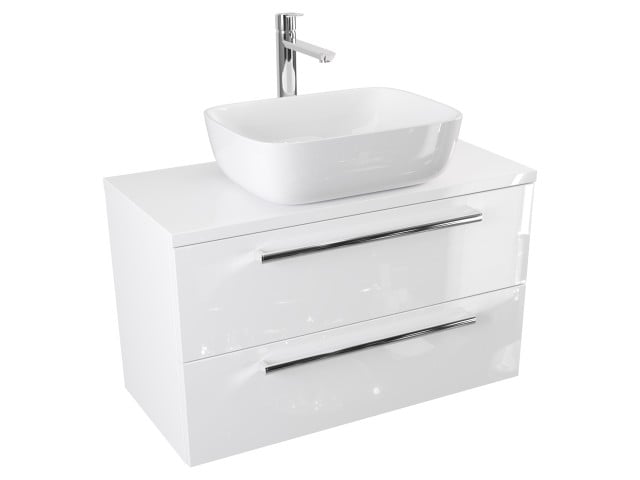 Szafka Wisząca Z Umywalką Nablatową ATH 80 cm - Biały Wysoki Połysk - Uchwyty Chromowane Szafka Wisząca Z Umywalką Nablatową ATH 80 cm - Biały Wysoki Połysk - Uchwyty Chromowane