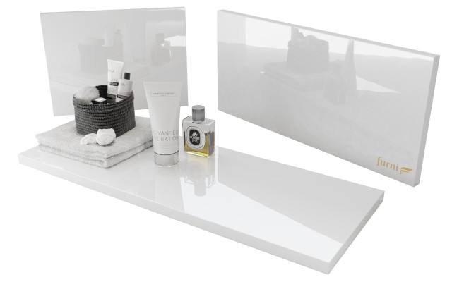 Szafka Wisząca Z Umywalką Nablatową ATH 60 cm - Biały Wysoki Połysk - Uchwyty Czarne Matowe