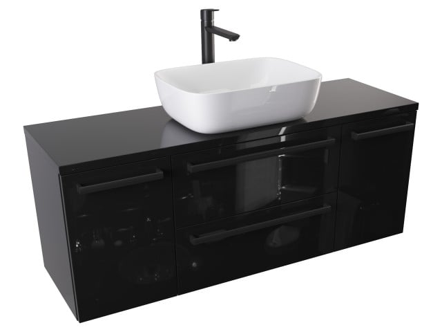 Szafka Wisząca Z Umywalką Nablatową ATH 120 cm D - Czarny Wysoki Połysk - Uchwyty Czarne Matowe Szafka Wisząca Z Umywalką Nablatową ATH 120 cm D - Czarny Wysoki Połysk - Uchwyty Czarne Matowe