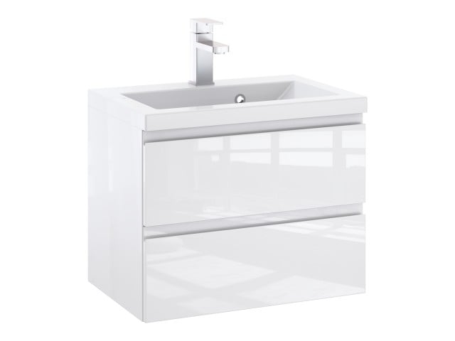 Szafka Łazienkowa z Umywalką NOV 60 cm D - Biały Lakier Połysk, Uchwyty Frezowane Szafka Łazienkowa z Umywalką NOV 60 cm D - Biały Lakier Połysk, Uchwyty Frezowane