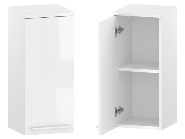 Słupek Łazienkowy RON 30 cm DW Lewy - Biały Wysoki Połysk - Uchwyty Białe Matowe Słupek Łazienkowy RON 30 cm DW Lewy - Biały Wysoki Połysk - Uchwyty Białe Matowe