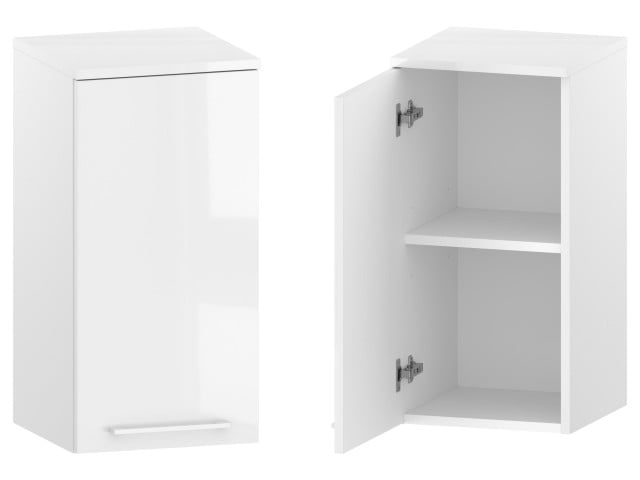 Słupek Łazienkowy RON 35 cm DW Lewy - Biały Wysoki Połysk - Uchwyty Białe Matowe Słupek Łazienkowy RON 35 cm DW Lewy - Biały Wysoki Połysk - Uchwyty Białe Matowe