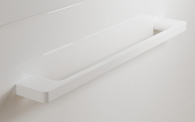 Słupek Łazienkowy RON 35 cm DW Lewy - Biały Wysoki Połysk - Uchwyty Białe Matowe