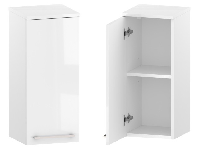 Słupek Łazienkowy RON 30 cm DW Lewy - Biały Wysoki Połysk - Uchwyty Chromowane