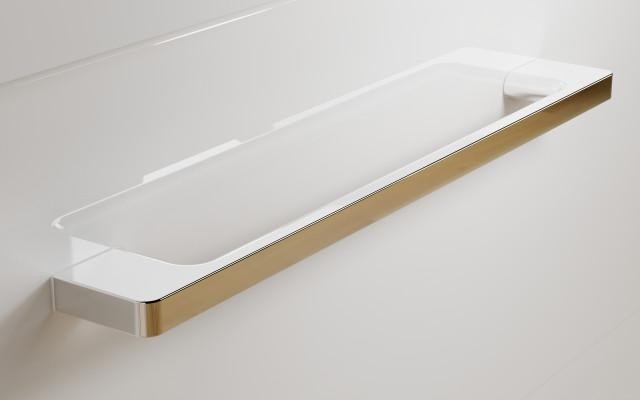 Słupek Łazienkowy RON 35 cm DW Lewy - Biały Wysoki Połysk - Uchwyty Chromowane