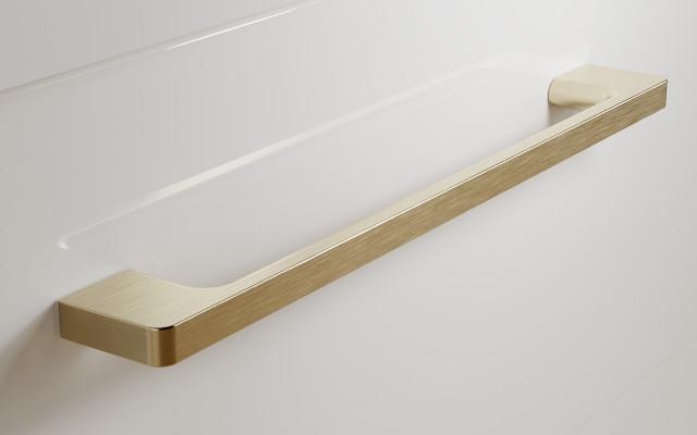 Słupek Łazienkowy RON 35 cm DW Lewy - Biały Wysoki Połysk - Uchwyty Złote Szczotkowane