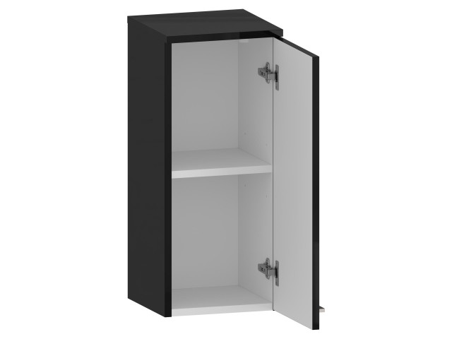 Słupek Łazienkowy RON 30 cm DW Prawy - Czarny Wysoki Połysk - Uchwyty Chromowane