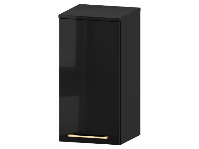 Słupek Łazienkowy RON 35 cm DW Lewy - Czarny Wysoki Połysk - Uchwyty Złote Szczotkowane