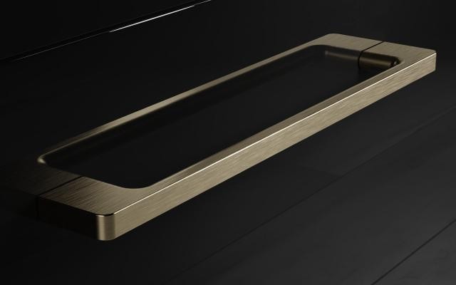 Słupek Łazienkowy RON 35 cm DW Lewy - Czarny Wysoki Połysk - Uchwyty Złote Szczotkowane