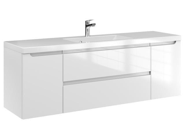 Szafka Wisząca Z Umywalką ETH 140 cm D - Biały Wysoki Połysk Szafka Wisząca Z Umywalką ETH 140 cm D - Biały Wysoki Połysk