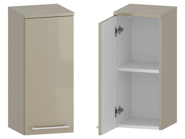 Słupek Łazienkowy RON 30 cm DW Lewy - Cappuccino Wysoki Połysk - Uchwyty Białe Matowe Słupek Łazienkowy RON 30 cm DW Lewy - Cappuccino Wysoki Połysk - Uchwyty Białe Matowe