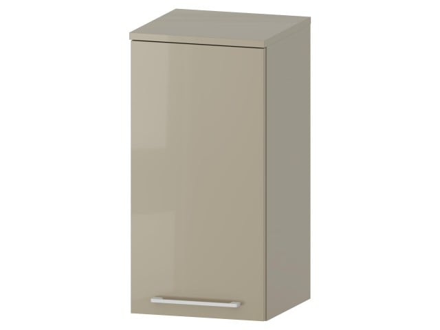 Słupek Łazienkowy RON 35 cm DW Lewy - Cappuccino Wysoki Połysk - Uchwyty Białe Matowe