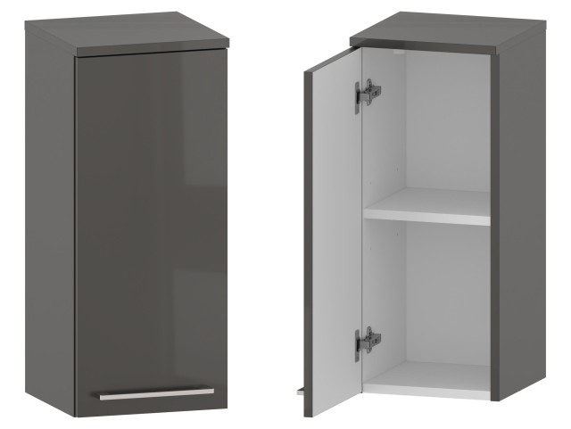 Słupek Łazienkowy RON 30 cm DW Lewy - Cappuccino Wysoki Połysk - Uchwyty Chromowane