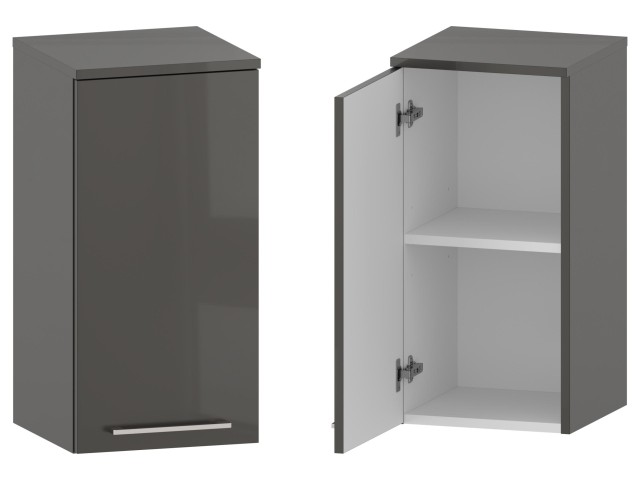 Słupek Łazienkowy RON 35 cm DW Lewy - Cappuccino Wysoki Połysk - Uchwyty Chromowane