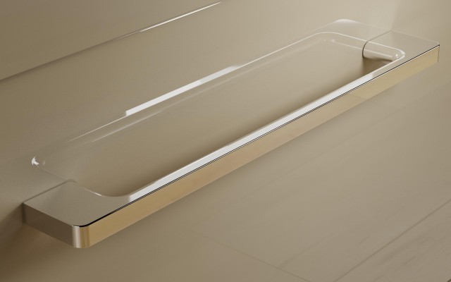 Słupek Łazienkowy RON 35 cm DW Lewy - Cappuccino Wysoki Połysk - Uchwyty Chromowane