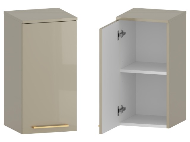 Słupek Łazienkowy RON 35 cm DW Lewy - Cappuccino Wysoki Połysk - Uchwyty Złote Szczotkowane Słupek Łazienkowy RON 35 cm DW Lewy - Cappuccino Wysoki Połysk - Uchwyty Złote Szczotkowane