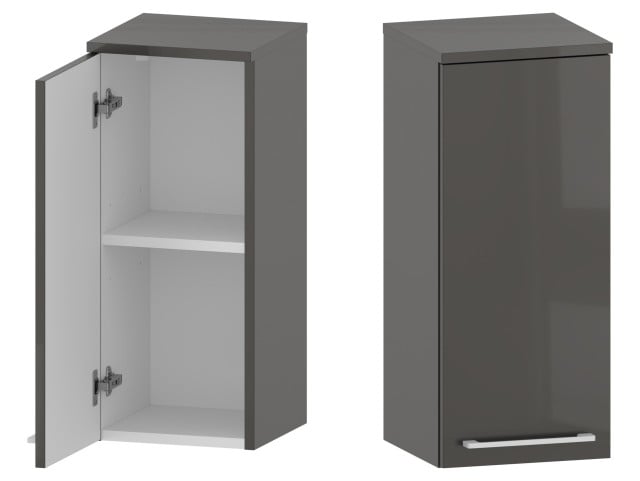 Słupek Łazienkowy RON 30 cm DW Lewy - Titan Wysoki Połysk - Uchwyty Białe Matowe