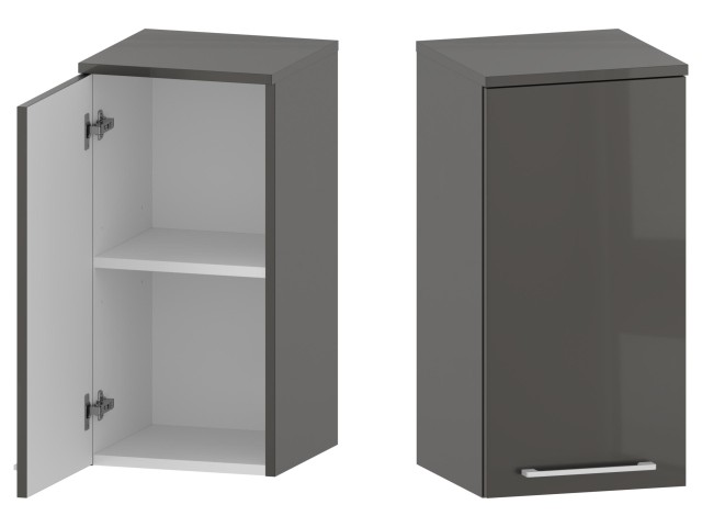 Słupek Łazienkowy RON 35 cm DW Lewy - Titan Wysoki Połysk - Uchwyty Białe Matowe