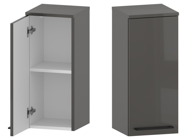 Słupek Łazienkowy RON 30 cm DW Lewy - Titan Wysoki Połysk - Uchwyty Czarne Matowe