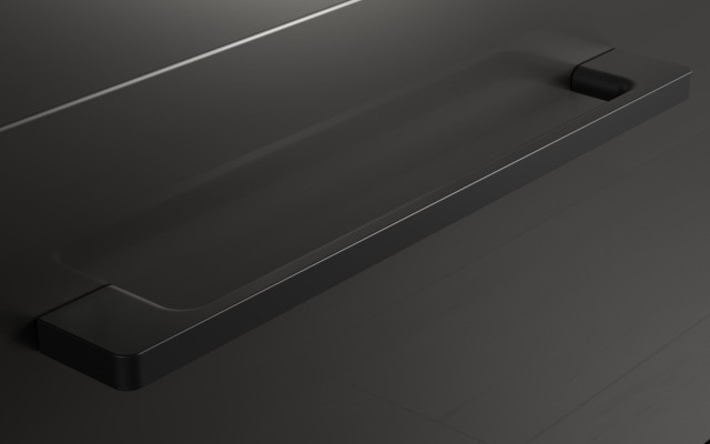 Słupek Łazienkowy RON 35 cm DW Lewy - Titan Wysoki Połysk - Uchwyty Czarne Matowe