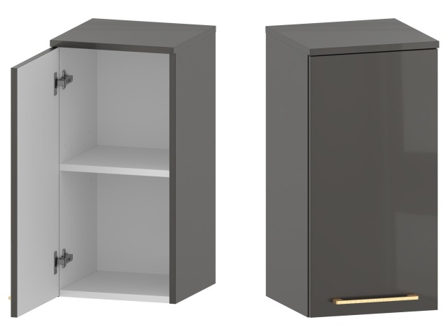 Słupek Łazienkowy RON 35 cm DW Lewy - Titan Wysoki Połysk - Uchwyty Złote Szczotkowane Słupek Łazienkowy RON 35 cm DW Lewy - Titan Wysoki Połysk - Uchwyty Złote Szczotkowane