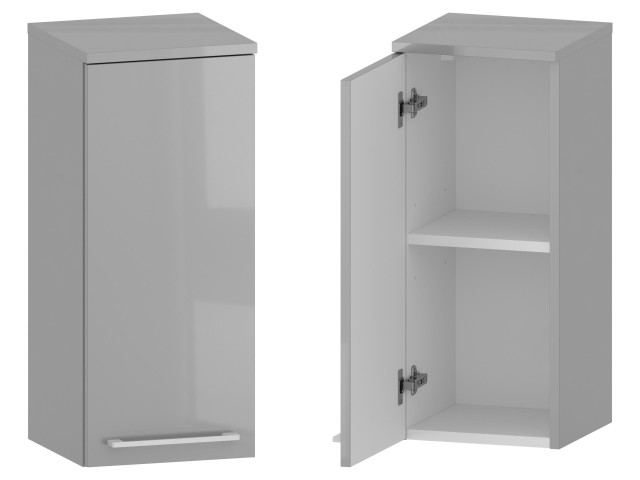 Słupek Łazienkowy RON 30 cm DW Lewy - Szary Wysoki Połysk - Uchwyty Białe Matowe