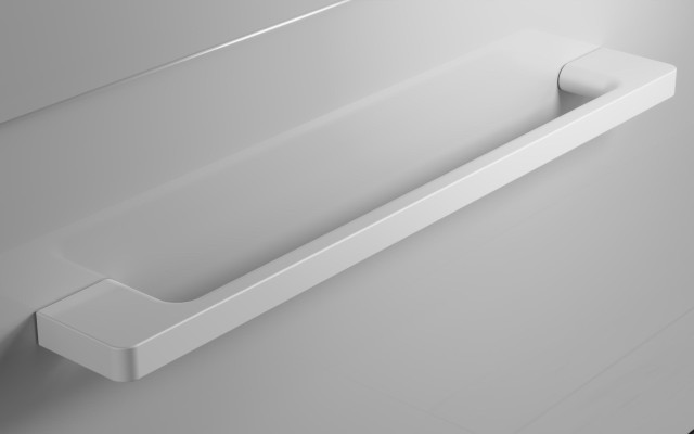 Słupek Łazienkowy RON 30 cm DW Lewy - Szary Wysoki Połysk - Uchwyty Białe Matowe