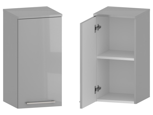 Słupek Łazienkowy RON 35 cm DW Lewy - Szary Wysoki Połysk - Uchwyty Chromowane