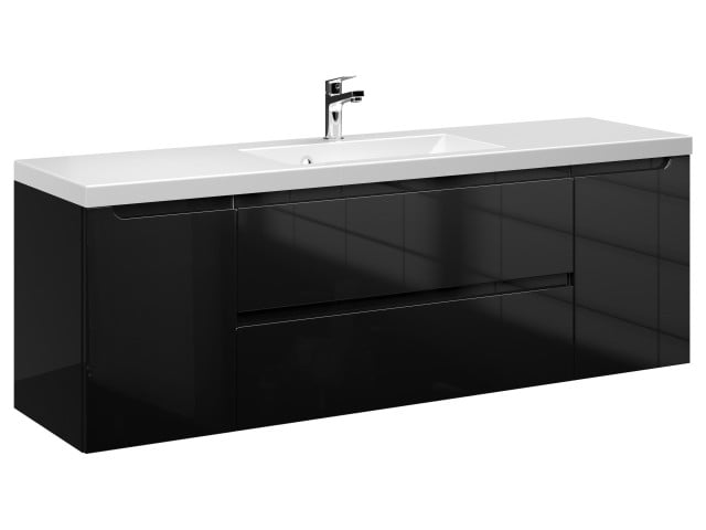 Szafka Wisząca Z Umywalką ETH 140 cm D - Czarny Wysoki Połysk Szafka Wisząca Z Umywalką ETH 140 cm D - Czarny Wysoki Połysk