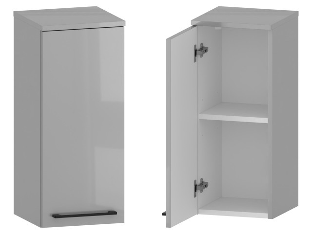 Słupek Łazienkowy RON 30 cm DW Lewy - Szary Wysoki Połysk - Uchwyty Czarne Matowe Słupek Łazienkowy RON 30 cm DW Lewy - Szary Wysoki Połysk - Uchwyty Czarne Matowe