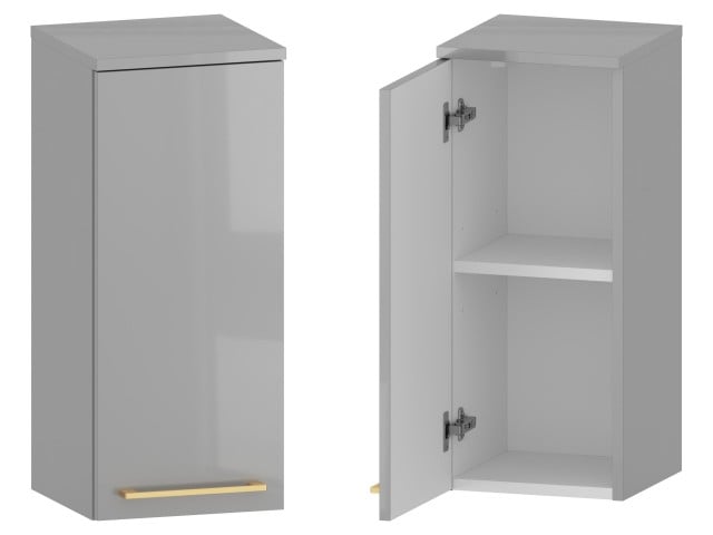 Słupek Łazienkowy RON 30 cm DW Lewy - Szary Wysoki Połysk - Uchwyty Złote Szczotkowane