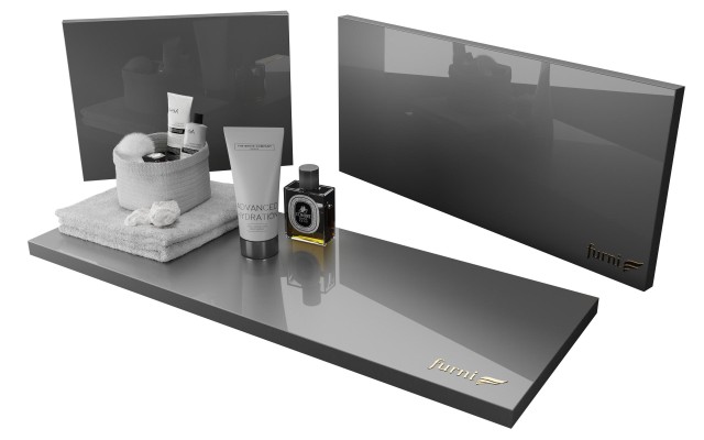 Słupek Łazienkowy RON 30 cm DW Lewy - Szary Wysoki Połysk - Uchwyty Złote Szczotkowane