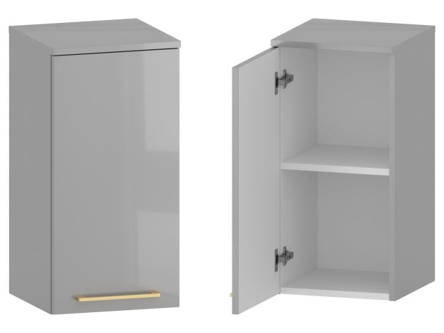 Słupek Łazienkowy RON 35 cm DW Lewy - Szary Wysoki Połysk - Uchwyty Złote Szczotkowane Słupek Łazienkowy RON 35 cm DW Lewy - Szary Wysoki Połysk - Uchwyty Złote Szczotkowane