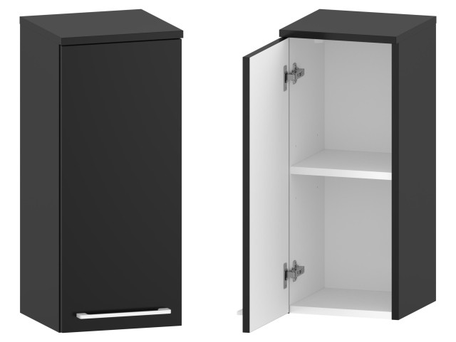 Słupek Łazienkowy RON 30 cm DW Lewy - Czarny Mat - Uchwyty Białe Matowe