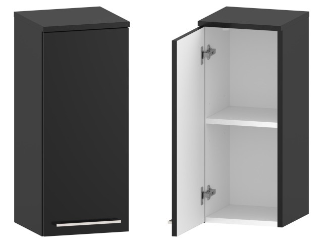 Słupek Łazienkowy RON 30 cm DW Lewy - Czarny Mat - Uchwyty Chromowane