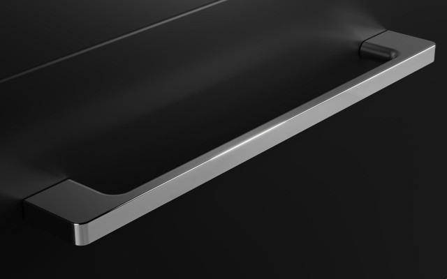 Słupek Łazienkowy RON 30 cm DW Lewy - Czarny Mat - Uchwyty Chromowane